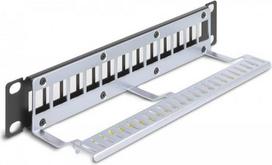 Delock - Patchpanel (Blindblech) - with strain relief - Rack montierbar - Schwarz - 1U - 25,4 cm (10) - 12 Ports (66874)