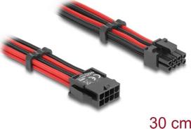 DeLOCK Strøm 8 pin EPS12 V (male) - 8 pin PCI Express-strøm med aftagelig 2 pin sektion (female) Sort Rød 30cm Forlængerkabel til strøm