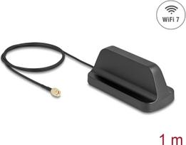 Delock WiFi 7 Antenne RP-SMA Stecker 2,5 - 3,6 dBi omnidirektional mit magnetischem Standfuß und Anschlusskabel ULA100 1