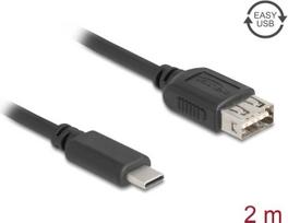 Delock USB 2.0 Kabel Type-C Stecker zu EASY Typ-A Buchse 2 m - Kabel - Digital/Daten (81537)