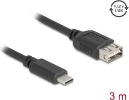Delock USB 2.0 Kabel Type-C Stecker zu EASY Typ-A Buchse 3 m - Kabel - Digital/Daten (81538)