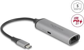 Delock USB Type-C Netzwerk Adapter 5 Gigabit LAN 1 x RJ45 mit Power Delivery PD 3.1 140 (81591)