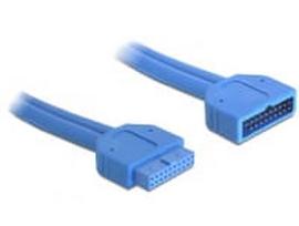 Delock USB3.0 Pin Header - USB-Verlängerungskabel - 19-poliger USB3.0 Kopf (M) zu 19-poliger USB3.0 Kopf (W) - USB3.0 - 45cm - Blau (82943)