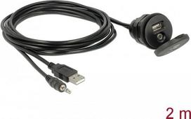 DeLOCK - USB / audio extension cable - USB, Mini-Stecker (M) bis USB, Mini-Stecker (W) - 2 m - Schwarz