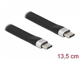 Delock - USB-Kabel - USB-C (M) bis USB-C (M) - USB 3,2 Gen 2 - 3 A - 13,5 cm - flach - Schwarz (85770)