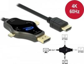 Delock 7,60cm (3) 1 Monitorkabel mit USB-C™ / DisplayPort / mini DisplayPort Eingang auf HDMI Ausgang mit 4K 60 Hz (85974)