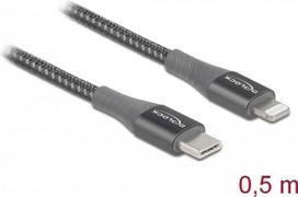 Delock - Lightning-Kabel - USB-C männlich bis Lightning männlich - 50cm - Grau - für Apple iPad/iPhone/iPod (Lightning) (86630)
