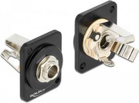 DeLOCK D-Type Module 6.35 mm 3 pin stereo jack to solder connector - Modulares Faceplate-Snap-In - an Schalttafel montierbar - Telefon Stereo 6,35 mm - Schwarz