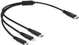 Delock 7,60cm (3) 1 - Kabel nur zum Laden - USB-C männlich bis Micro-USB Typ B, Lightning, USB-C männlich - 30cm - Schwarz (87148)