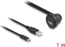 Delock USB 2.0 Kabel USB Typ-A Stecker und USB Type-C Stecker zu USB Typ-A Buchse 90° gewinkelt und USB Type-C Buchse 90