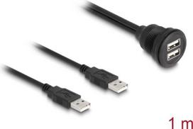 Delock USB 2.0 Kabel 2 x USB Typ-A Stecker zu 2 x USB Typ-A Buchse zum Einbau 1 m schwarz