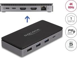 Delock - Dockingstation - USB-C / Thunderbolt 3 / Thunderbolt 4 - 2 x HDMI - 1GbE (88271)
