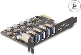 Delock USB 5Gbps PCI Express x1 Karte zu 5 x extern Typ-A + 2 x extern USB Type-C Buchse