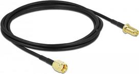 DeLOCK - Antennenverlängerungskabel - RP-SMA (S) bis RP-SMA (W) - 2,0m - Koax - Schwarz (90445)