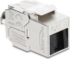 Delock Keystone Modul RJ45 Buchse zu LSA Cat.8.1 geschirmt mit Verschlussclip und Staubschutzklappe kabelbinderfrei