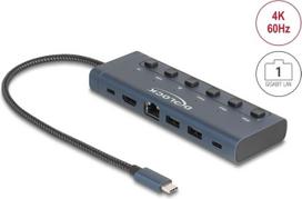 Delock USB Type-C Dockingstation 4K - HDMI / USB / Gigabit LAN / PD 3.0 90 W mit Schalter