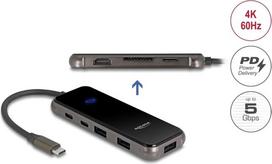 Delock USB Type-C Dockingstation 4K - HDMI / USB Hub / SD - Micro SD Slot / PD 3.0 85 W Oberfläche aus gehärtetem Glas