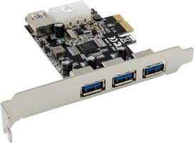 InLine PCIe Karte - 3x+1x USB 3.2 Gen.1 - Molex kompatibler 4-Pin Stromanschluss
