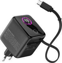 InLine USB Netzteil - 70W - GaN - USB-C PD + USB-A QC - Kabel 60cm - schwarz (31507R)
