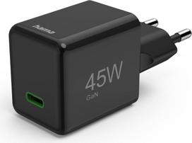 Hama Schnellladegerät, USB-C, PD/QC/GaN, Super-Mini-Charger, 45 W, Schwarz (00201987)