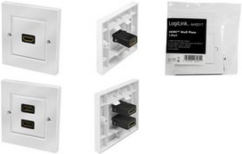LogiLink Anschlussdose, 2x HDMI Kupplung - HDMI Kupplung weiß, Aufputzdose mit 2 Anschlüssen, 86 x 86 mm, zur - 1 Stück (AH0018)