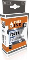 PURE INK EPST0711BK PI EPSON T0711 DX Tinte black rebuilt 245Seiten Chip 7.4ml - Kompatibel - Schwarz