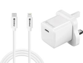 Sandberg - Netzteil - 20 Watt - 3 A - PD (24 pin USB-C) - auf Kabel: Lightning - Großbritannien (441-64)