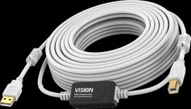 Vision Weißes USB 2.0-Kabel 10m - 10 m - USB A - USB B - USB 2.0 - 480Mbit/s - Weiß (TC 10MUSB+/2)