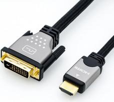 ROLINE - Videokabel - Dual Link - HDMI / DVI - DVI-D (M) bis HDMI (M) - 2 m - abgeschirmt - Schwarz/Silber - 4K Unterstützung (11.04.5871)