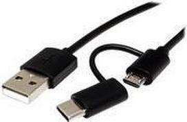 Roline - USB-Kabel - Micro-USB Typ B, USB-C (M) bis USB (M) - USB 2.0 - 1 m - Schwarz