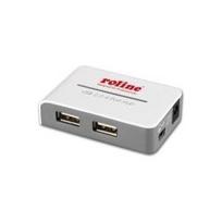 ROLINE USB 2.0 Hub Black and White, 4 Ports, mit Netzteil (14.02.5013)