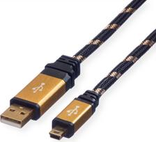 ROLINE GOLD USB 2.0 Kabel, Typ A - 5-Pin Mini 0,8m (11.02.8821)