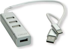 ROLINE 14.02.5037 Schnittstellen-Hub USB 2.0 480Mbit/s Silber - Weiß (14.02.5037)