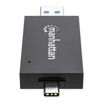 Manhattan 102735, MMC, MicroSD (TransFlash), MicroSDHC, RS-MMC, SD, SDHC, SDXC, Schwarz, Transparent, 5000Mbit/s, Acrylnitril-Butadien-Styrol (ABS), USB 3.2 Gen 1 (3.1 Gen 1) Type-A/Type-C, 26 mm