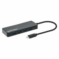 MANHATTAN 7-Port USB 3.2 Gen 1 Typ-C Hub USB-C-Stecker auf sieben USB-A-Buchsen, 5Gbit/s SuperSpeed USB (vorher USB 3.0), Stromversorgung über USB, schwarz (168410)