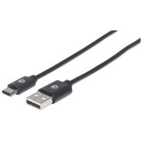 Manhattan - USB-Kabel - USB-C (M) bis USB (M) - USB 2.0 - 3 A - 2 m - geformt - Schwarz (354929)
