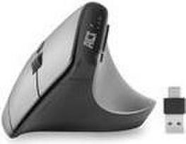 ACT AC5155 Ergonomic Wireless Mouse RF Wireless + Bluetooth USB-A and USB-C Receiver 2400 DPI Silver