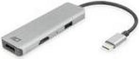 ACT AC7013 laptop-dockingstation & portreplikator Kabelgebunden USB 3.2 Gen 1 (3.1 Gen 1) Type-C Schwarz - Grau (AC7013)
