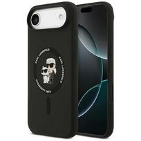 Karl Lagerfeld Silikoninis Karl&Choupette Žiedo MagSafe Dėklas iPhone 17 Air - Juodas