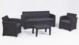 Rotango baldų komplektas: sofa, 2 foteliai, stalas