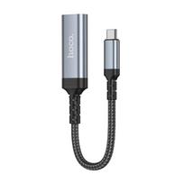 USB C kabelis į HDTV konversijos kabelis Hoco 4K 30Hz 0,2 m UA43A metalinis pilkas