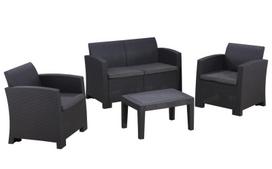 Rotango baldų komplektas: sofa, 2 foteliai, stalas