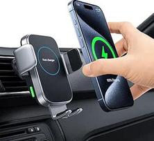 "Hinyx" belaidis automobilinis įkroviklis, automobilinis mobiliojo telefono laikiklis su automatinio įkrovimo funkcija, Qi 15 W greitas belaidis įkroviklis, skirtas "iPhone 12 Pro Max/XS/11/X/8", "Samsung S20/Note10", "Huawei LG" ir kt.