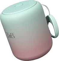 "T'nB Speaker Colour" - nešiojamasis belaidis garsiakalbis, 8 valandų "Bluetooth" ryšys, nedidelis vandeniui atsparus garsiakalbis duše IPX4, madingas ir spalvingas mini formatas - žalias ir rožinis
