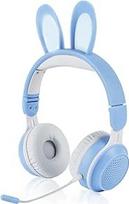 "Yunseity" vaikiškos ausinės, "Bluetooth 5.0" ausinės su triušio ausimi, LED šviesa, sulankstomos belaidės ausinės, TF/AUX palaikymas, dovanos vaikams, mažyliams, paaugliams (mėlynos)
