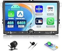 4+64G Android 15 automobilinis radijas VW Golf 5 6 Polo Passat Seat Touran Skoda Tiguan, 9 colių jutiklinis ekranas su belaidžiu CarPlay Android Car Bluetooth 5.0 Navi GPS WiFi 32EQ FM/RDS atbuline eiga
