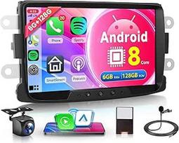 6G + 128G 8 branduolių "Android" automobilinis radijas "Dacia Logan Dokker Duster Sandero Lodgy Renault Captur Symbol 8 colių automobilinis radijas su "Android" automobiline GPS navigacija WiFi Mirror Link Bluetooth FM/RDS/DSP/SWC