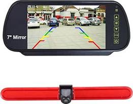 7 colių LCD galinio vaizdo veidrodis + atbulinės eigos kamera Transporteris 3-iojoje stabdžių šviesos atbulinės eigos kamera Stabdžių šviesos atbulinės eigos sistemos pakeitimas VW T5 Multivan Caravelle su aukštu stogu / T6 su aukštu stogu / T5