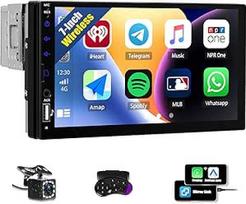 CAMECHO automobilinis radijas 1 DIN belaidis "Carplay" "Android" automobilinis "Bluetooth" radijas su galinio vaizdo kamera, 7 colių LCD jutiklinis HD ekranas su "Mirror Link" valdymu ant vairo + USB AUX SD kortelės prievadai