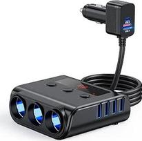 Cigarečių žiebtuvėlio daliklis 180 W automobilinis įkroviklis su 5 USB prievadais, 12 V/24 V skirstytuvo automobilinio įkroviklio adapteris, trigubas lizdas, LED voltmetras su atskiru jungikliu, skirtas mobiliajam telefonui, GPS prietaisų kamerai, prietai